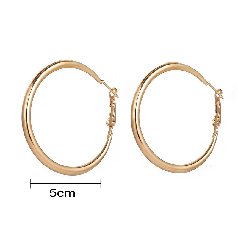 

Fashion Gold Color Oversize Hoop Earrings For Women Wide Big Metal Round Circle Statement Earrings Vintage Jewelry Gift Creative