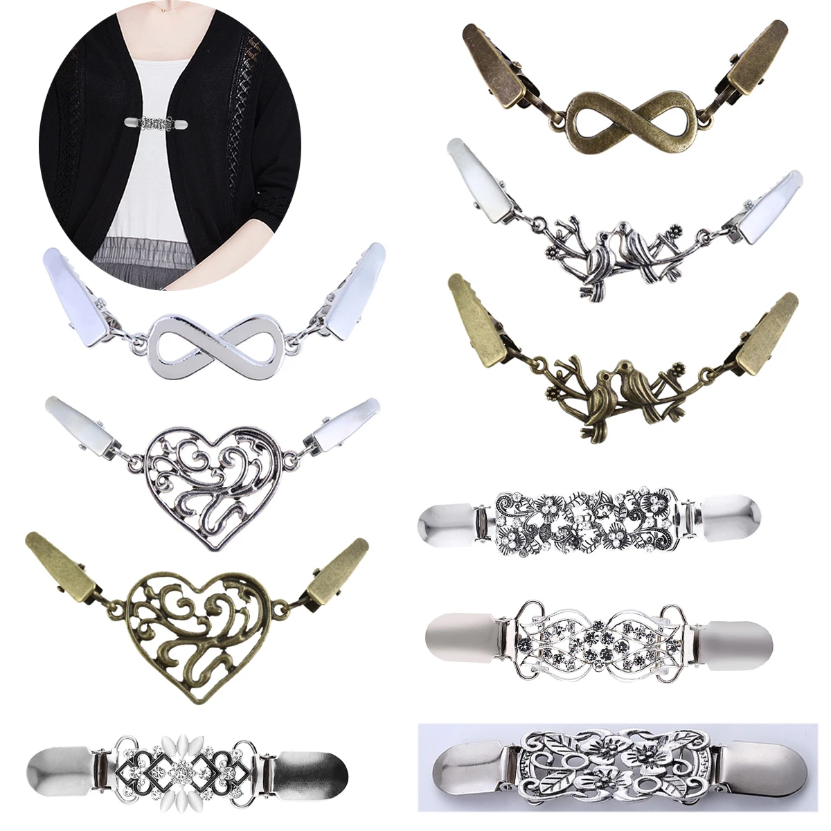 Цветочный зажим на воротник рубашки держатель для кардигана свитера шали с