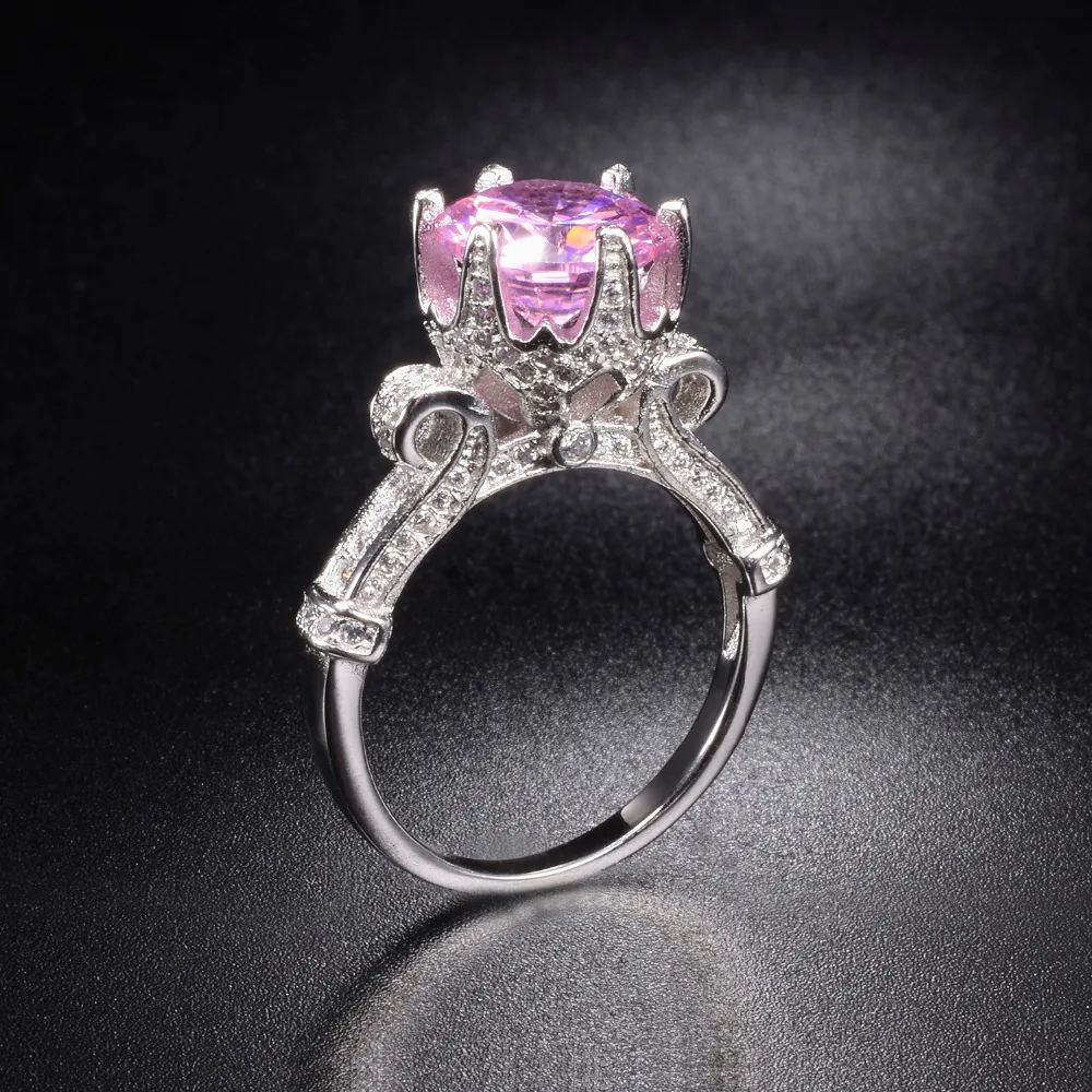 Женские обручальные кольца с имитацией бриллианта большие розовые из