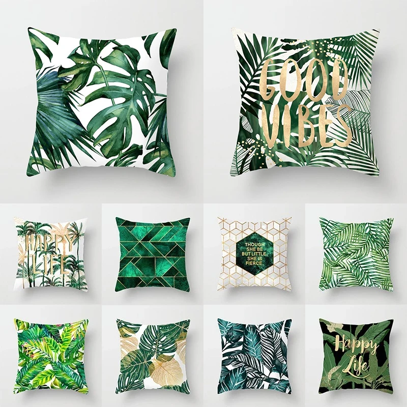 Наволочка для подушки с изображением тропических листьев кактуса монстеры