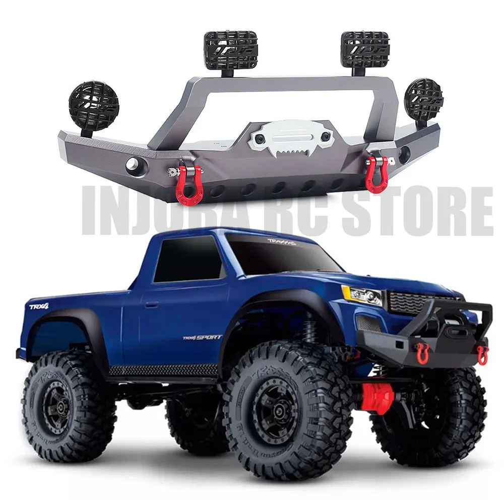 

1PCS Metal Front Bumper with LED Lights 180*60mm for 1:10 RC Crawler Car TRX4 Sport 82024-4