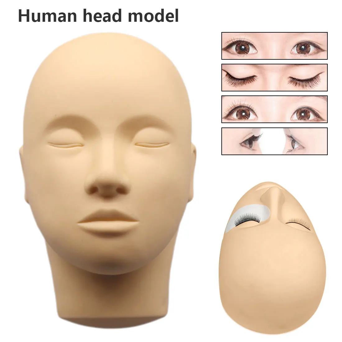 Тренировочная резиновая голова для наращивания ресниц насадка обучения
