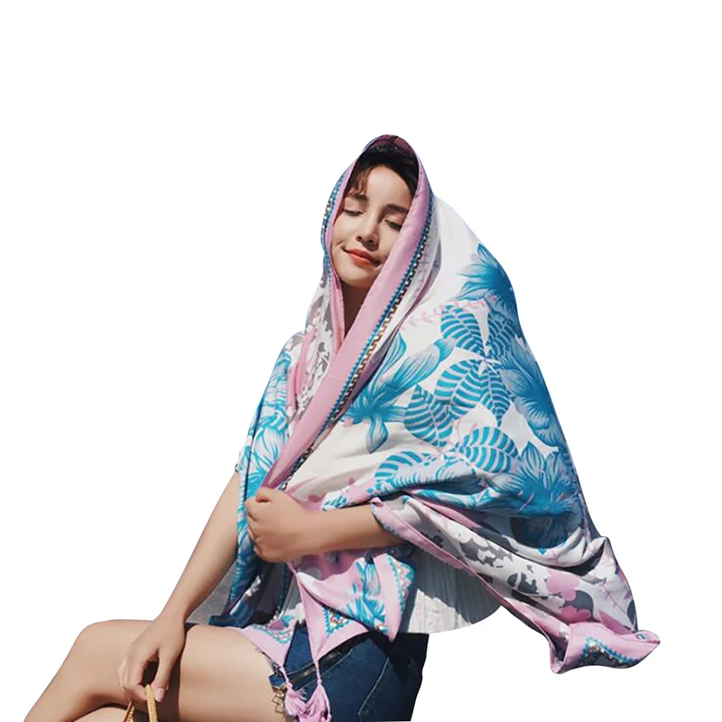 

Women Scarf Sun Protection Shawls And Wraps Female Foulard Cotton Stoles Head Scarves 2020 New Double Sided Autumn