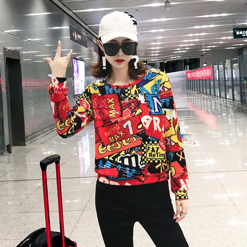 

Spring and Autumn New Print Casual Long Sleeve Top for Women