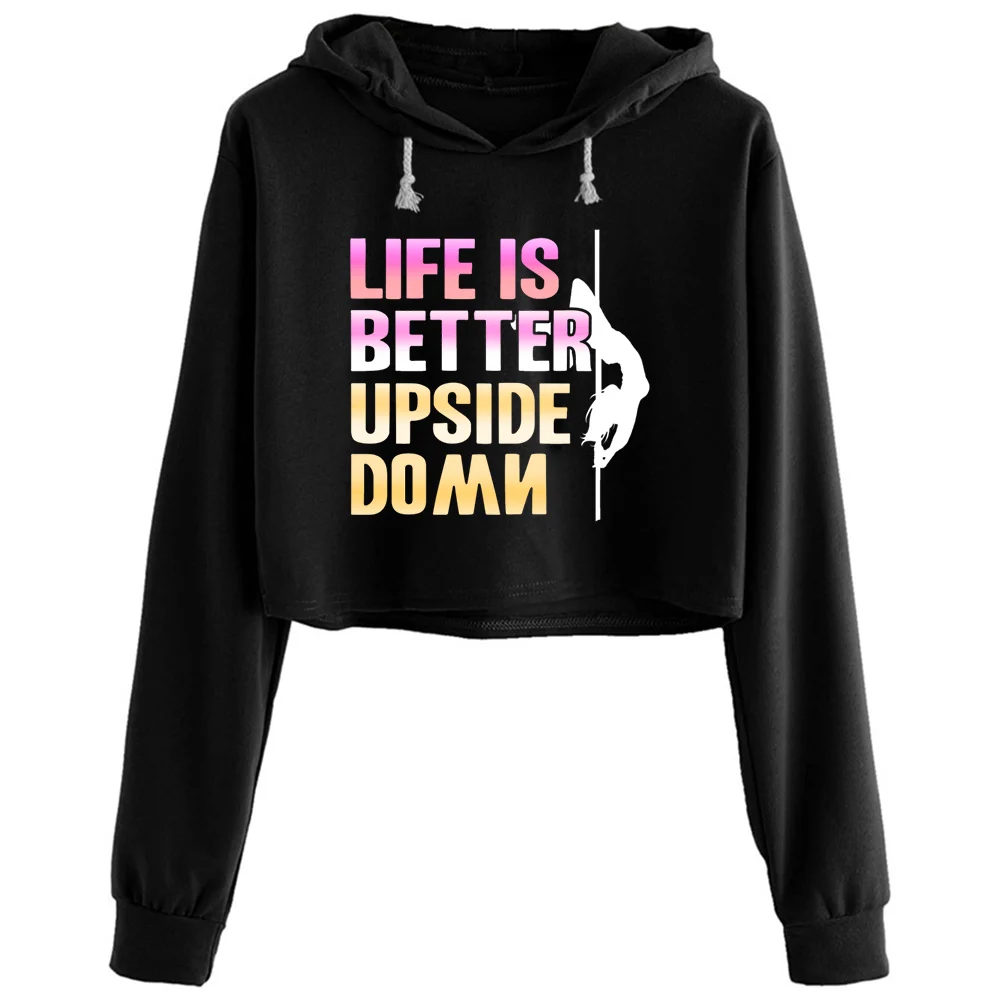

Pole Dance Crop Hoodies Women Korean Y2k Kawaii Goth Pullover For Girls