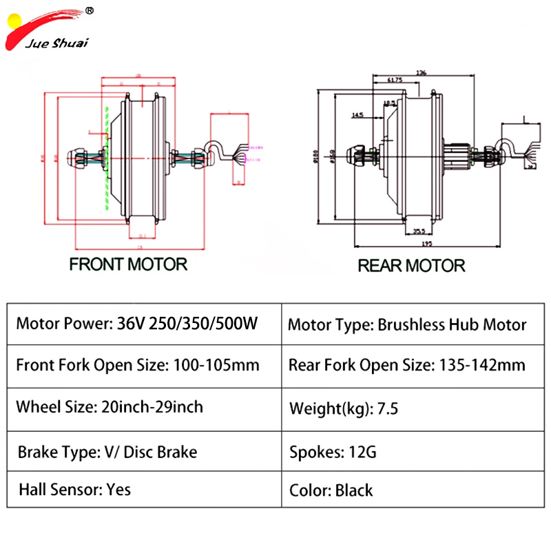 Комплект для переоборудования электрического велосипеда 36V 250W 350W 500W фара