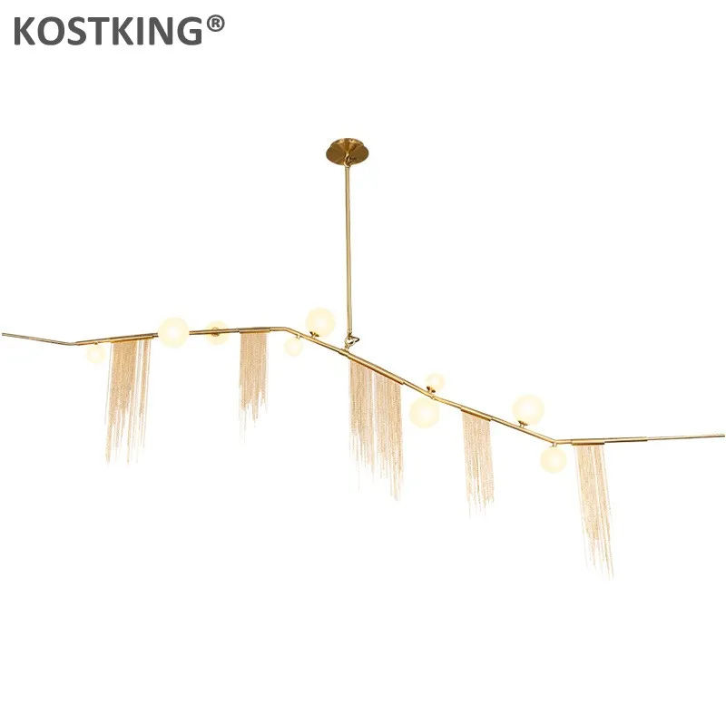 Минималистская Золотая светодиодная люстра G9 вилла подвеска с кисточками