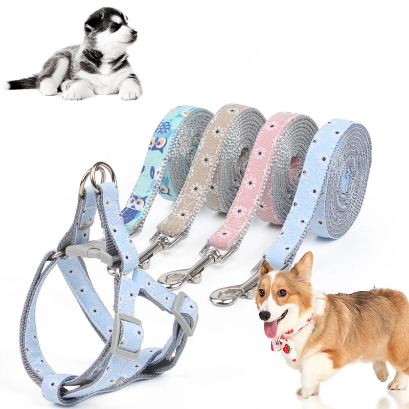 

Puppy Dog Accessories Daisy Leash Dog Cat Go Out Civilized Leash New Teddy French Bulldog Pet Chest And Back Set