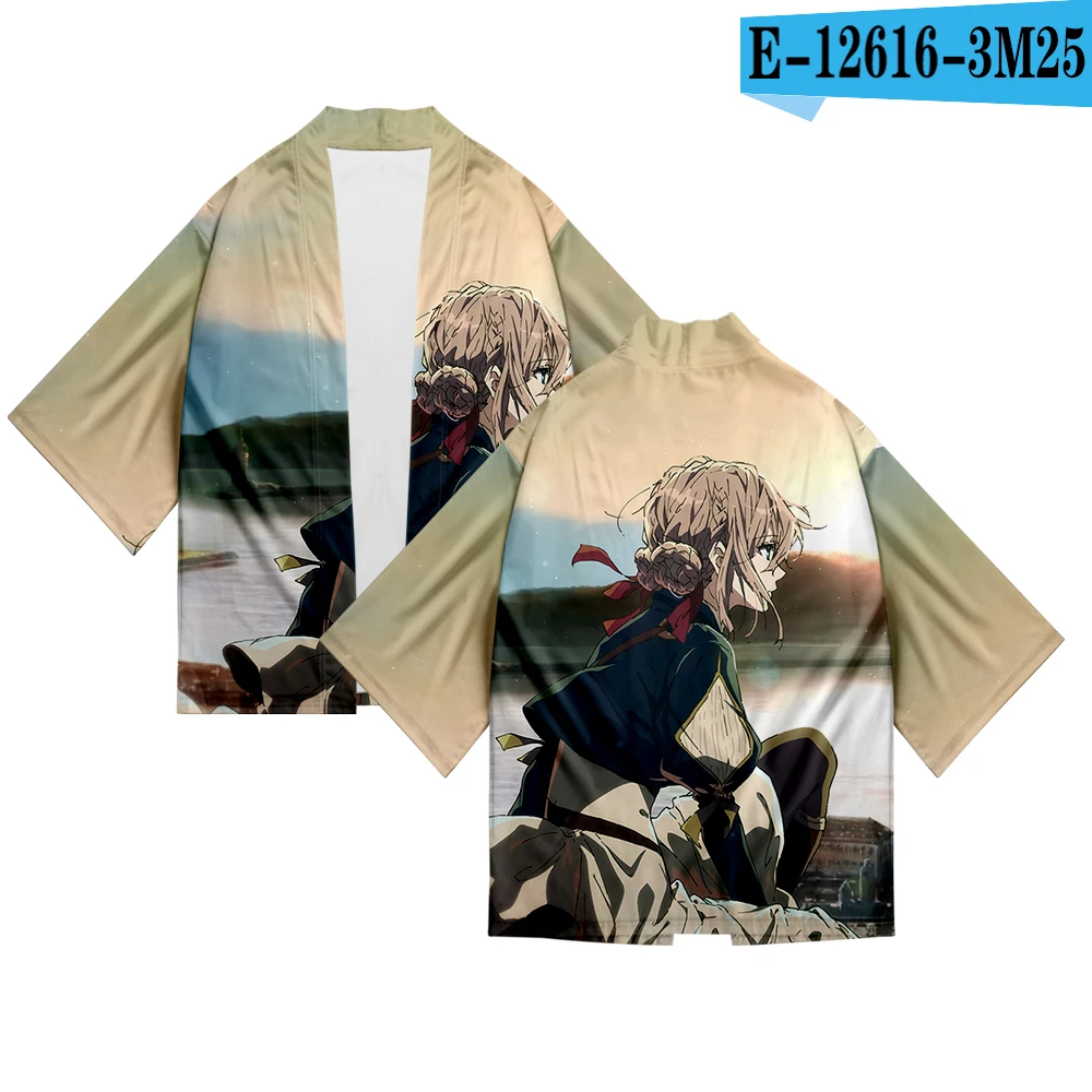 

Violet Evergarden 3D Printing Japanese Kimono Haori Yukata Cosplay Women/mens Fashion Summer Casual Cool Short Sleeve Cardigan