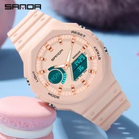sanda 2022 new casual ladies watches fashion luxury digital quartz watch for lady clock 5atm waterproof relogio feminino 6016