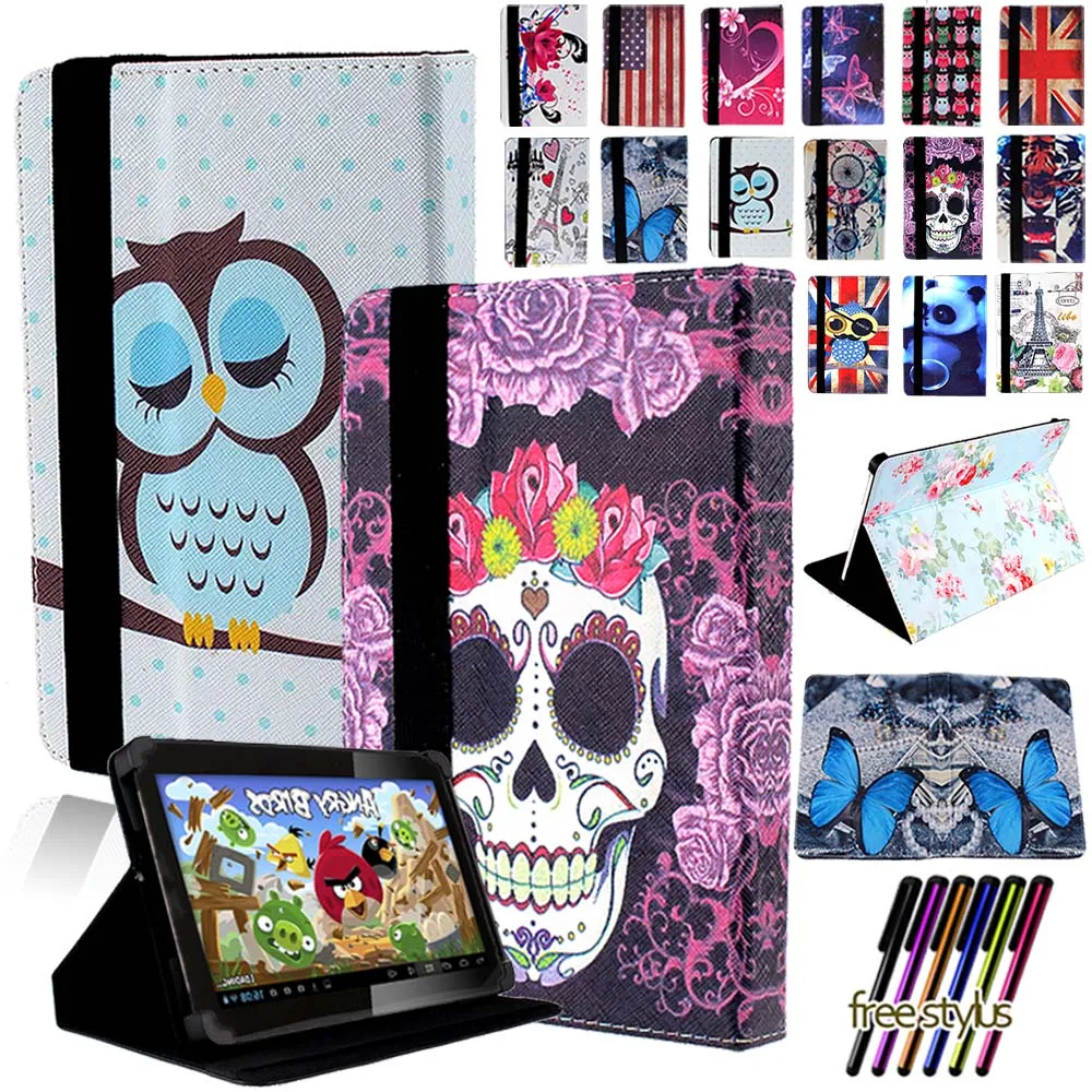 

Universal PU Leather Tablet Case For 7" 8" 10" Fusion5 Anti-collision Four Corner Protection Stand Folding Cover+Free stylus