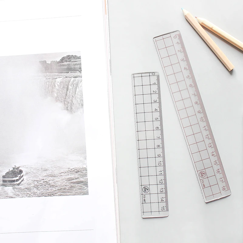 

1pcs Simple STYLE 15cm 18cm 20cm Transparent Simple Ruler Square Ruler Cute Stationery Drawing Supplies