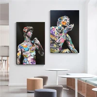 graffiti art portrait of think canvas paintings poster and prints wall art thinker man pictures for living room home decoration
