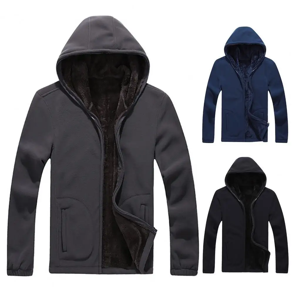 

Great Warm Pure Color Winter Hoodie Coat Winter Jacket Zipper Thick