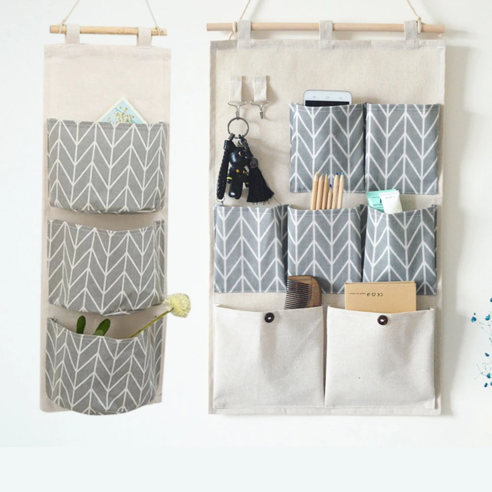 Настенные сумки для хранения juneday с 7 карманами органайзер из хлопка и льна
