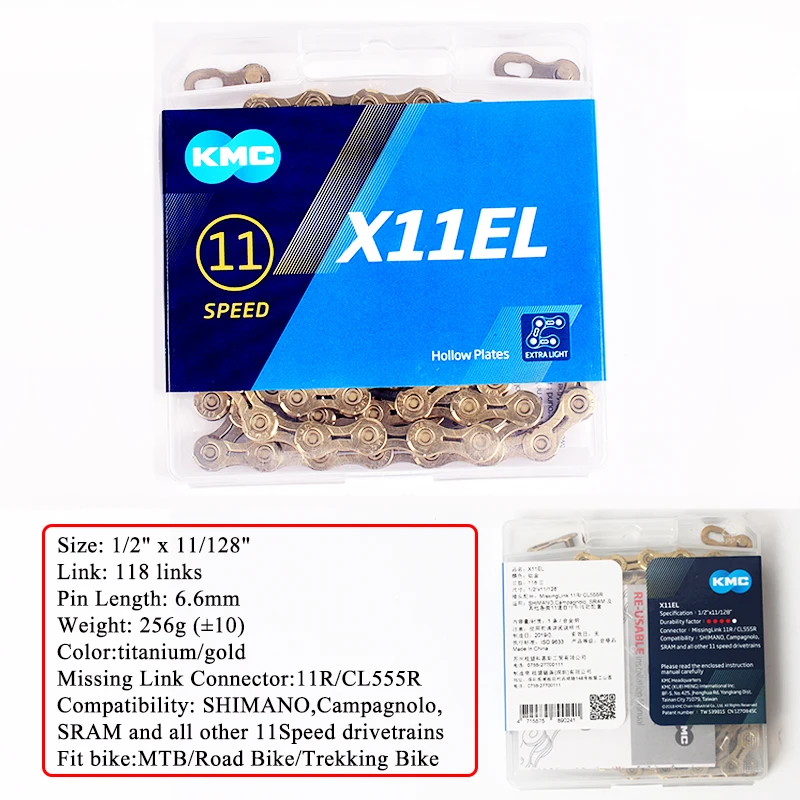 X11El KMC 8 9 10 11 скоростные цепи MTB велосипедная цепь двойная "X" Половина 116/118 звеньев велосипедная горная велосипедная цепь подходит Shimano SRAM Casstte - Цвет: X11El