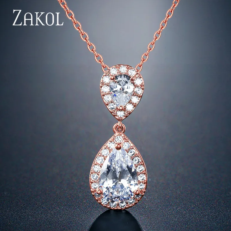 ZAKOL трендовые ожерелья белого цвета с каплями воды для девушек подвески