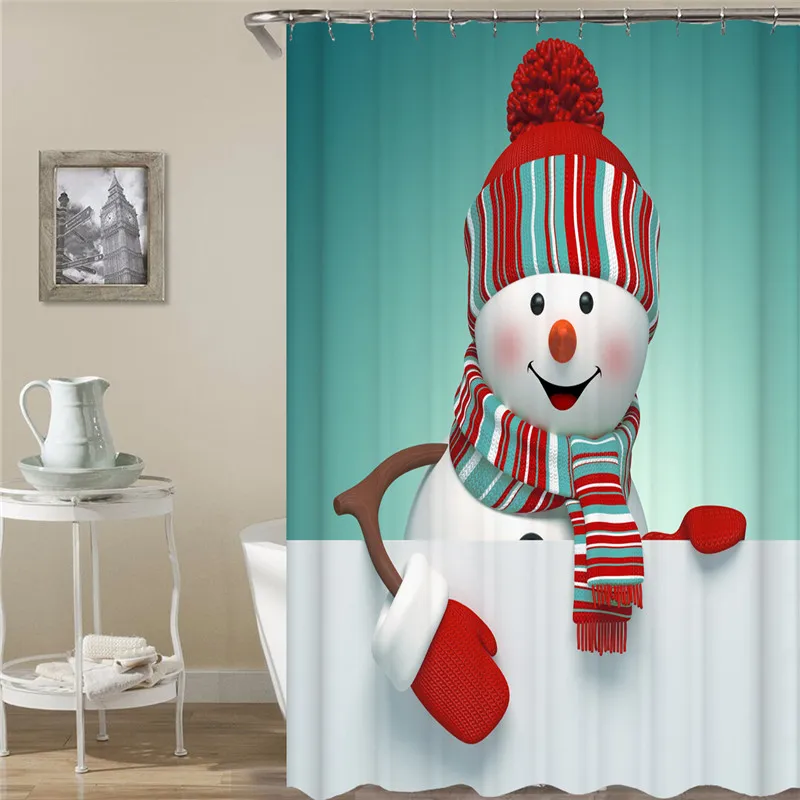 Рождественская занавеска для душа с Санта-Клаусом Водонепроницаемая или коврик