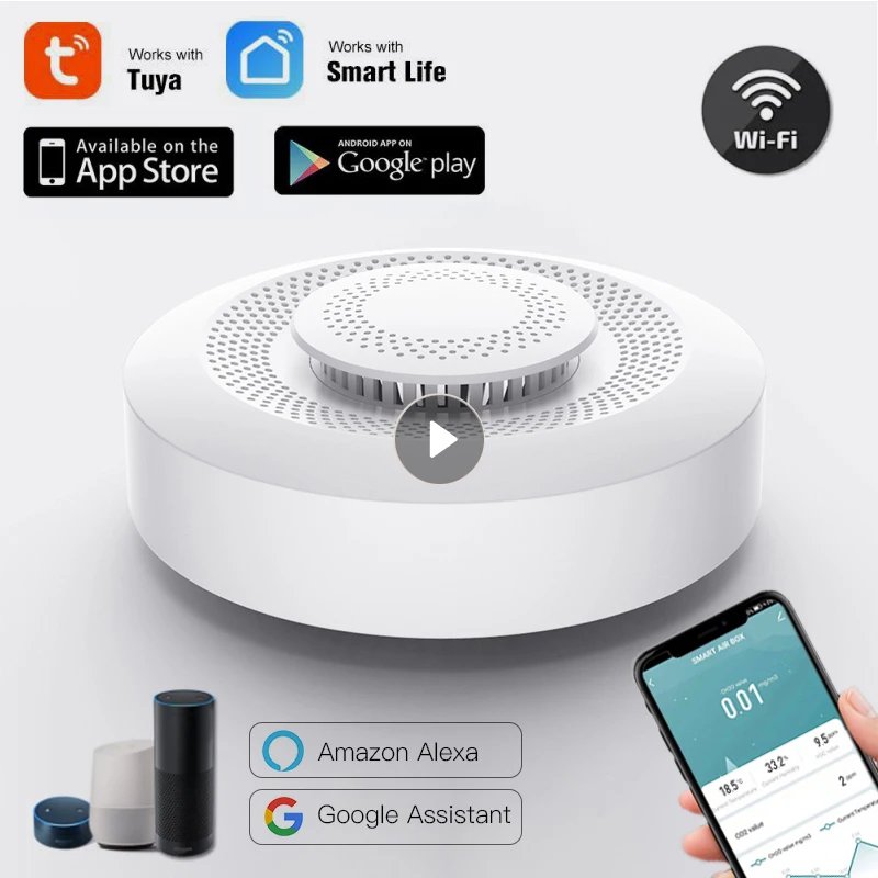 

Tuya Wifi Smart Tuya Smart WIFI Air Box Formaldehyde VOC Carbon Dioxide Temperature And Humidity Remote Detection Detector