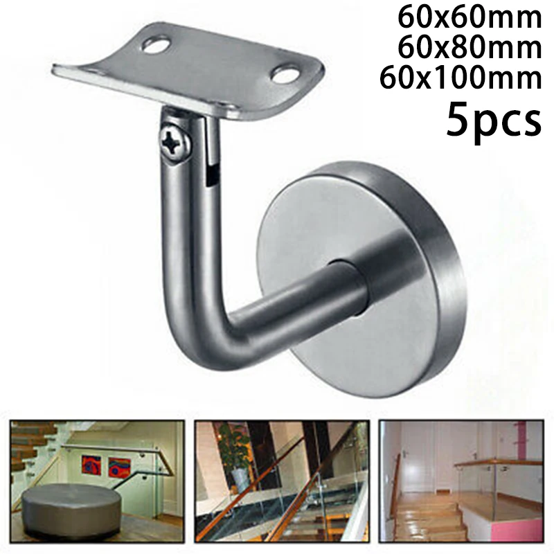 

5x Handrail Brackets Stair Handrail Guard Rail Mount Banister Support Wall Bracket Stainless Steel Home Decorations