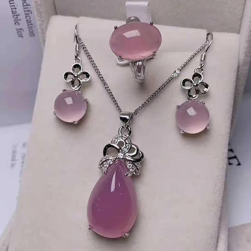 Нефритовый костюм из трех предметов ожерелье серебра 925 пробы инкрустированное