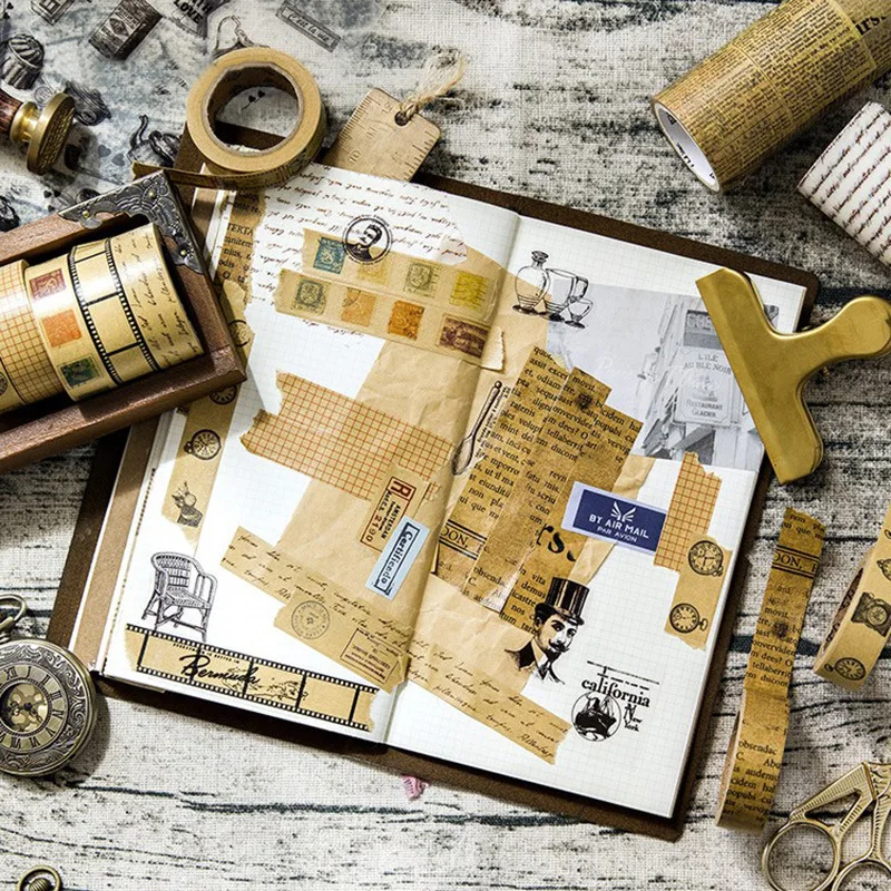 

Original and Paper Tape Retro Era Series Hand Account Diary Album DIY Hand Account Decoration Sticker Cute Stationery Washi