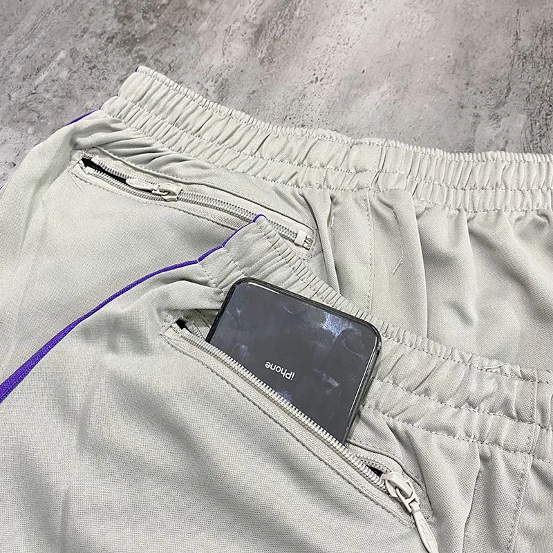 

High-quality Purple Butterfly Embroidery AWGE Needles Sweatpants Joggers Striped AWGE Pants Men Women 1:1 Needles Trousers