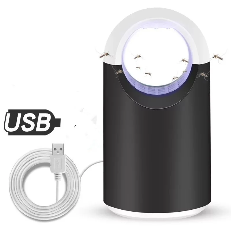 Черный Москитный убийца USB электронный москитный светильник катализатор бесшумный домашний светодиодный насекомый ловушка для насекомых Zapper дноуглубление без излучения - Цвет: Черный