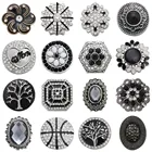 5 шт.лот оптовая продажа металлических 18 мм кнопок для ювелирных изделий со стразами и черными кристаллами кнопки подходят для 18 мм кнопок для браслетов цепочек