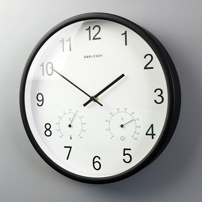 

Настенные кварцевые часы для гостиной, простые современные креативные тихие часы в скандинавском стиле, с датчиком температуры и влажности