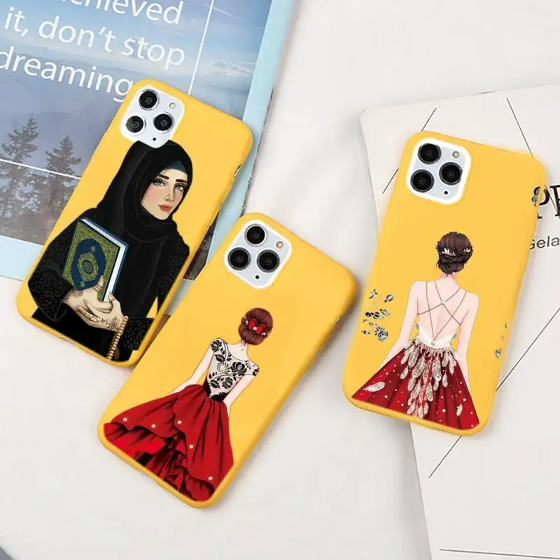 

Red Makeup Girl Phone Case For IPhone 6 6s 7 8 Plus X Xs Xr Xsmax 11 12 Pro Promax 12mini Candy Yellow Silicone Cover