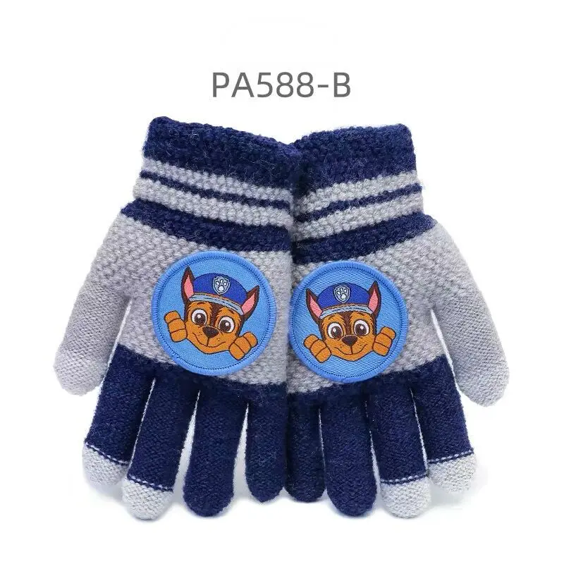 glove-09-PA588-B Настоящие зимние теплые наушники с рисунком из мультфильма «Щенячий патруль», милые плюшевые защитные наушники с мультяшными ушками, детские игрушки, подарок на день рождения, Рождество - Цвет: glove-09-PA588-B