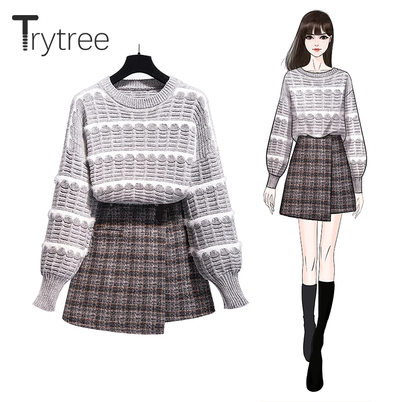 Trytree 2019 осенне-зимний комплект из двух предметов повседневный Свободный Топ в