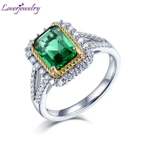 emerald rings real 18k white gold 2ct natural emerald vs diamond lady classic ring jewelry for women wedding engagement in stock