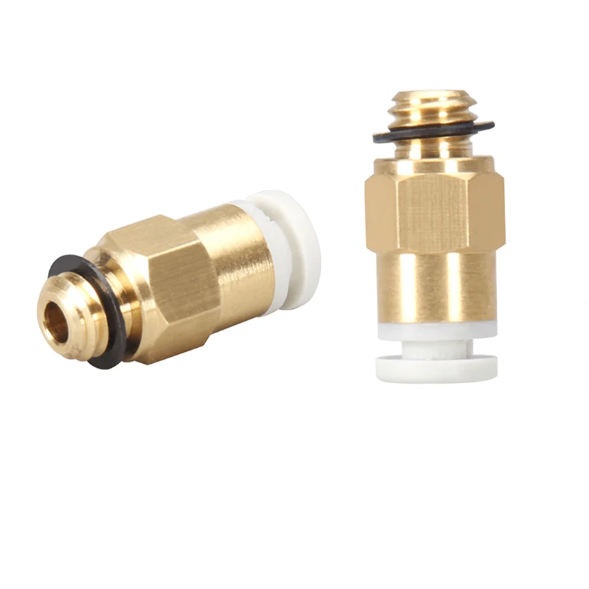 

M6 Thread Nozzle Brass Pneumatic Connector Quick Joint for Remote Extruder with 4x2mm Pipe, 3D Printer Extruder Parts