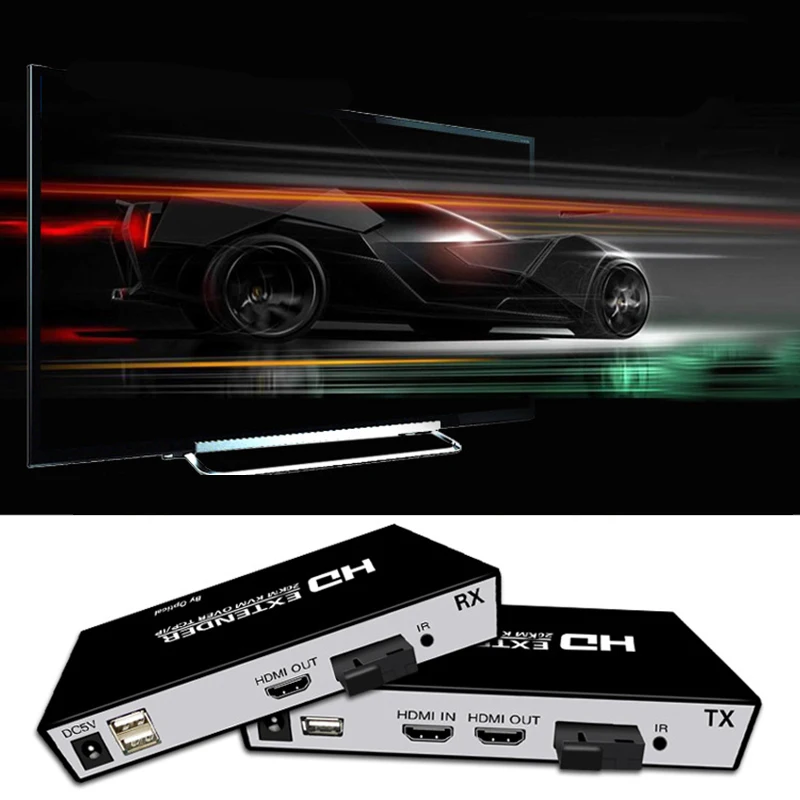 Адаптер оптоволоконного кабеля KVM совместимый с HDMI 20 км | Безопасность и защита