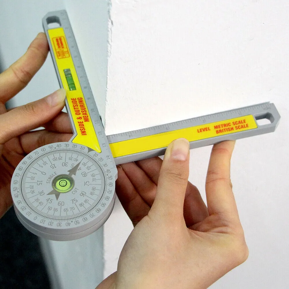 

Angle Finder Miter Saw Protractor Measuring Ruler Tool 360° Goniometer Durable Plastic Gauges 190x70mm