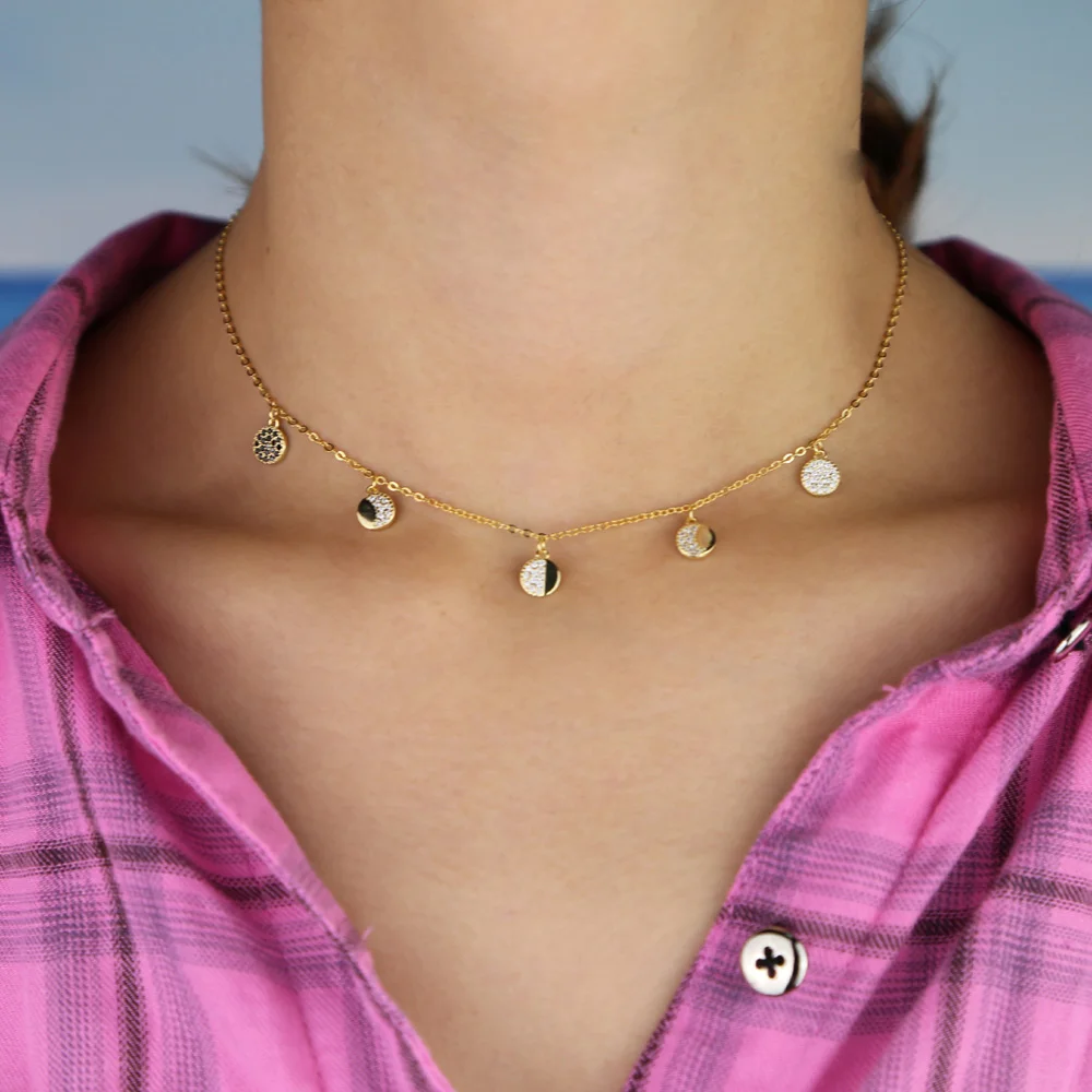 Женское Ожерелье из стерлингового серебра 925 пробы очаровательное круглое