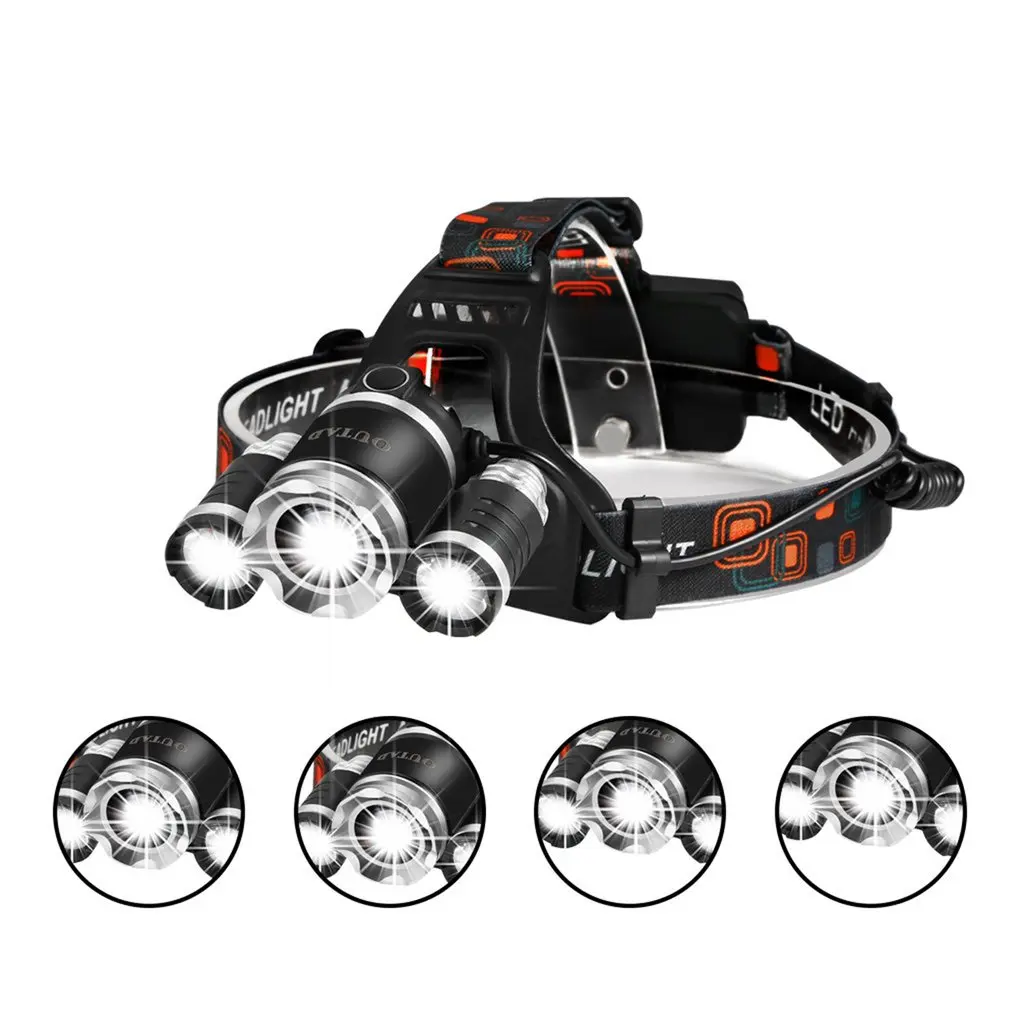

Outad Zoomable 4 Modes Super Bright Led 3 Head Lamp Headlight With Rechargeable Batteries 7000K Hands-Free Durable
