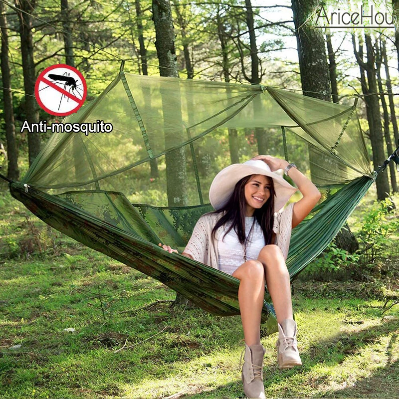 

1-2 Person Portable Outdoor Camping Hammock Go Swing With Mosquito Net Ultralight Outdoor Hunting Tourist Portable Hammock Tent