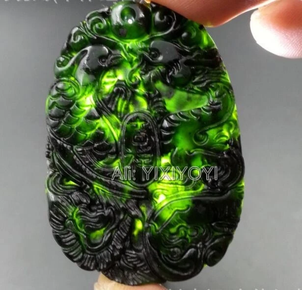 2 шт. оптовые продажи натуральный черный зеленый камень Нефритовый резной