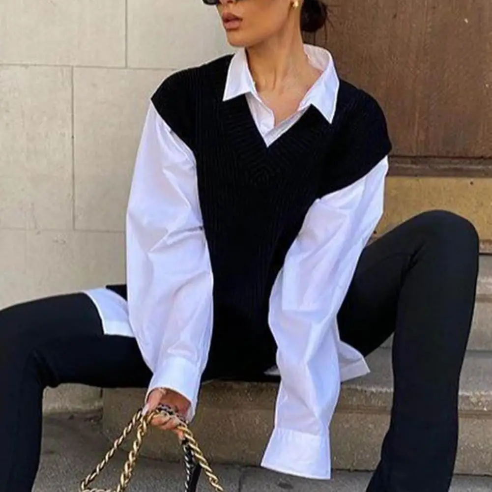 

Vest Sweater Women Autumn Winter Sweaters Knitted Top Slim Female Loose Sweater Knitted Sweater Vest Pull Femme Ladies Pullover
