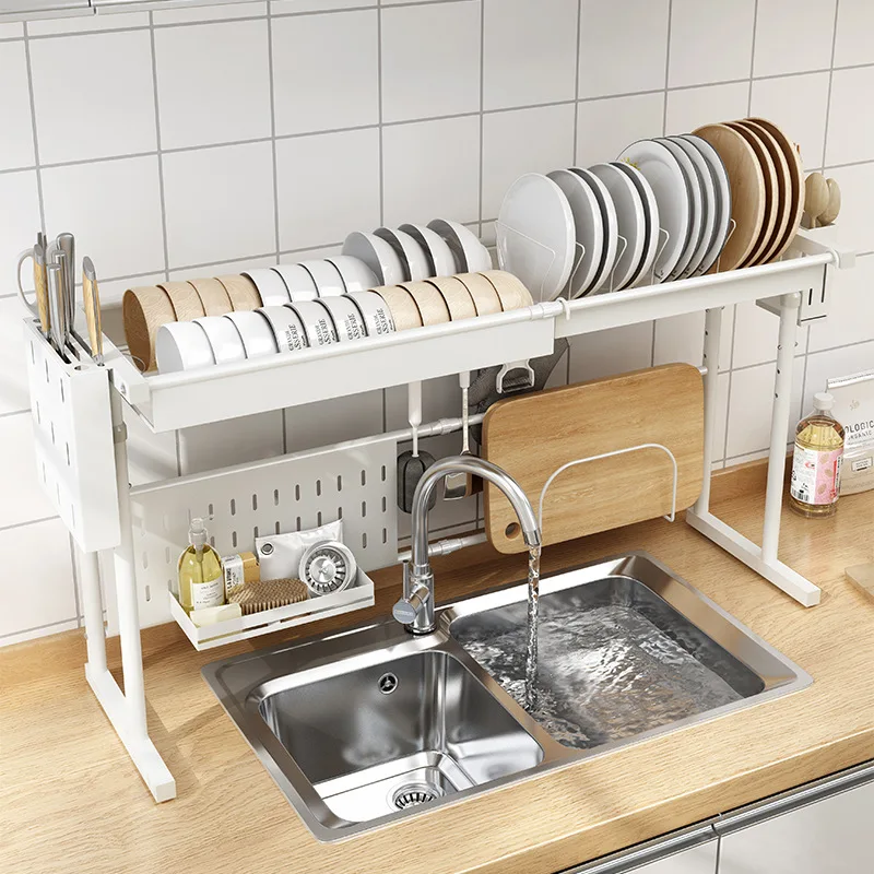 

Retractable Sink Storage Rack Draining Bowl Rack Kitchen Sink above Bowl and Chopstick Rack Dish Storage Stainless Steel New