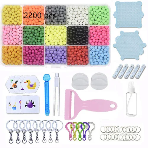 15 grid aqua beads DIY предохранитель бусины волшебная вода креативный набор шариков ручка пинцет Pegboard набор аксессуаров подарок для девочек детские игрушки для детей 8 10 лет - Цвет: 15 grid aqua beads