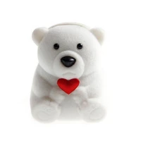 80 hot salescreative flocking bear love heart shape jewelry storage ring box gift holder