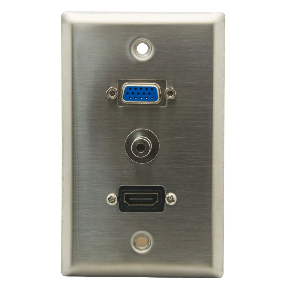 

1 Gang US Style 1 Port HDMI 1 Port VGA 1 Port 3,5mm Stereo Audio Female To Female