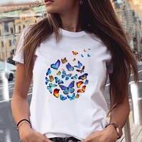 2021 women graphic butterfly printing 90s cute summer spring trend casual fashion print female clothes tops tees tshirt t shirt