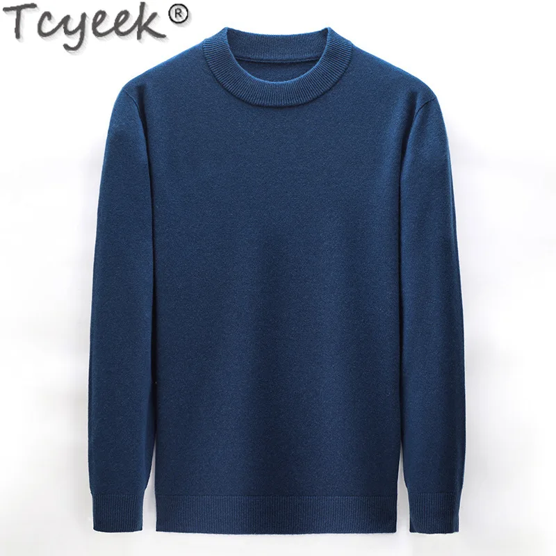 Мужской пуловер из 100% шерсти повседневный Теплый Свитер оверсайз в Корейском