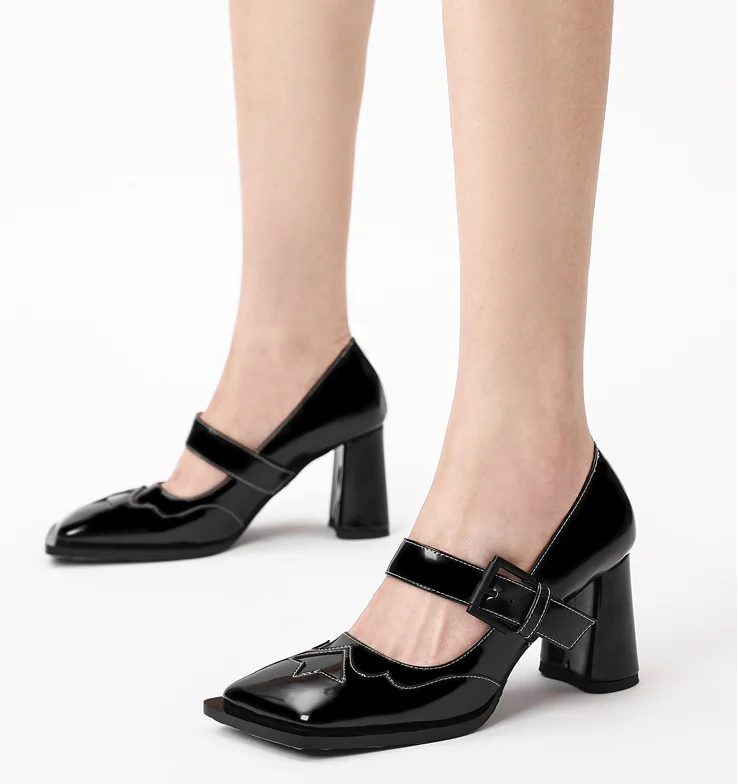 

Женские босоножки с квадратным носком, туфли-лодочки на платформе, Туфли Мэри Джейн на массивном каблуке, удобные римские сандалии, модель ...