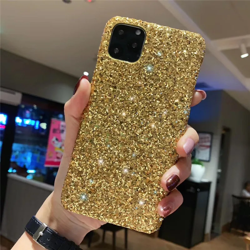 Чехол для телефона iPhone 11 Pro Max XR X XS блестящий сверкающий чехол с блестками жесткий